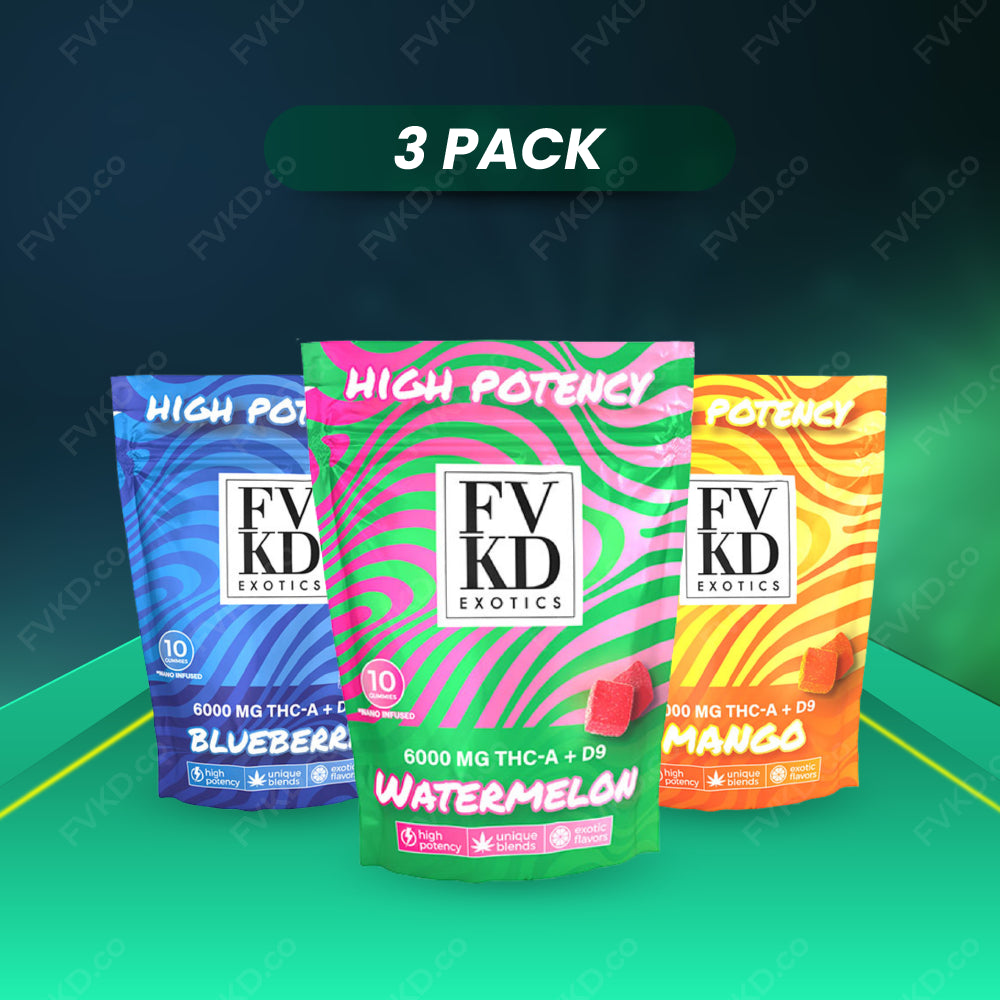 3-Pack FVKD HIGH POTENCY THC-A + D9 GUMMIES 6000MG - FVKD.co